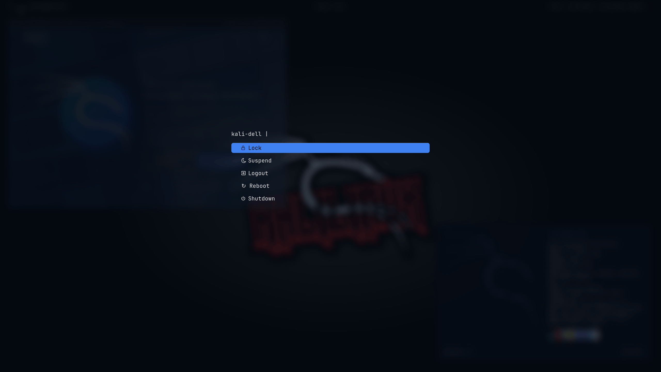 Kali 2023.2 i3 on/off menu